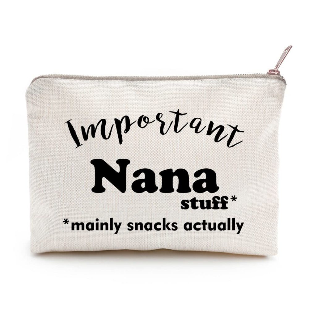 Important Nana Stuff Linen Bag Mother's Day Gift Makeup Bag Grandma Bag Mainly🦒